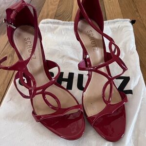 Schutz Women's Red Patent Strappy High Heel Sandals